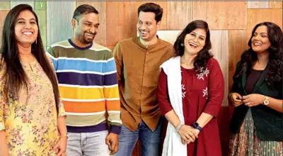 a group of people standing together