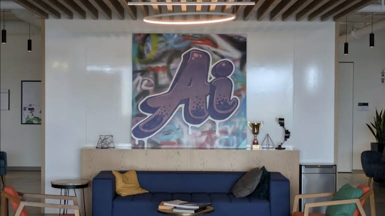 a room with a couch and a table