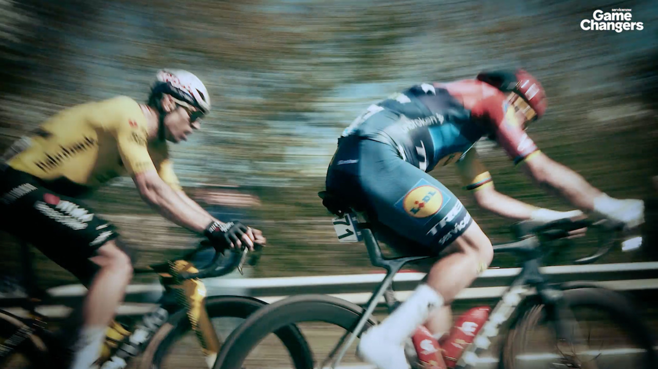 a group of people riding bikes