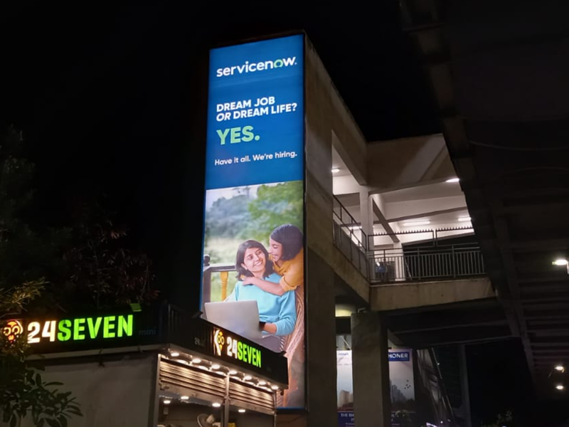 a large billboard on a building